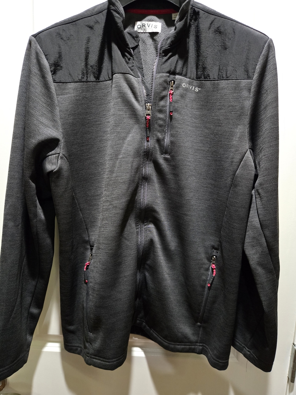 Orvis Black Zip-Up Pullover with Red Accent